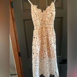 Beautiful white dress with nude under slip.